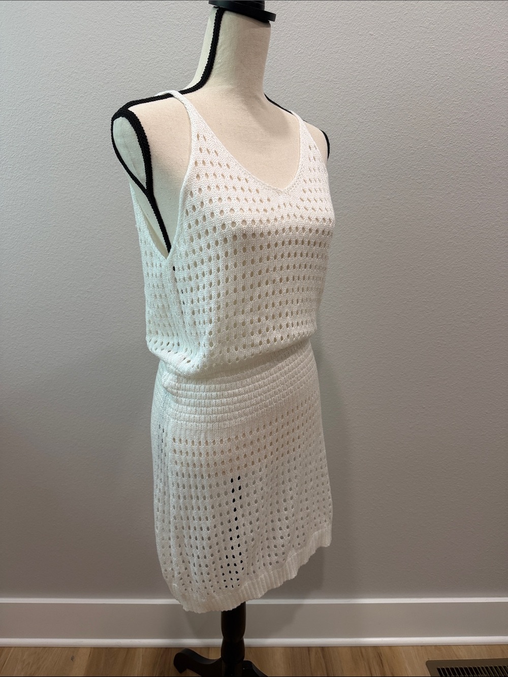NWOT Women's White Crochet Swim Cover-Up Dress